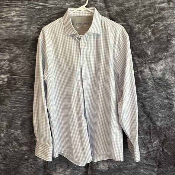 Twillory Other - Twillory Performance Dress Shirt Mens 17.5 34-35 Tailored‎ Fit Blue Gray Check